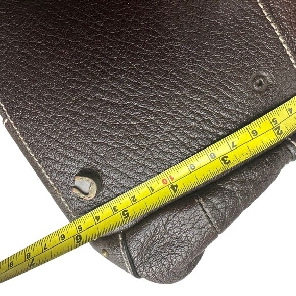 etienne aigner brown leather zip around flap large tote bag Purse - Picture 15 of 16